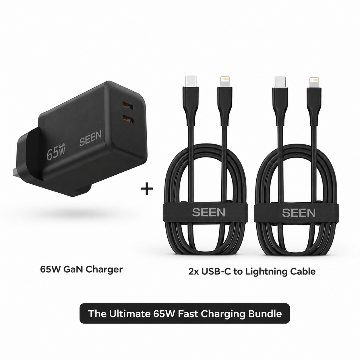 65W Dual Port + 2× Lightning Cable Package